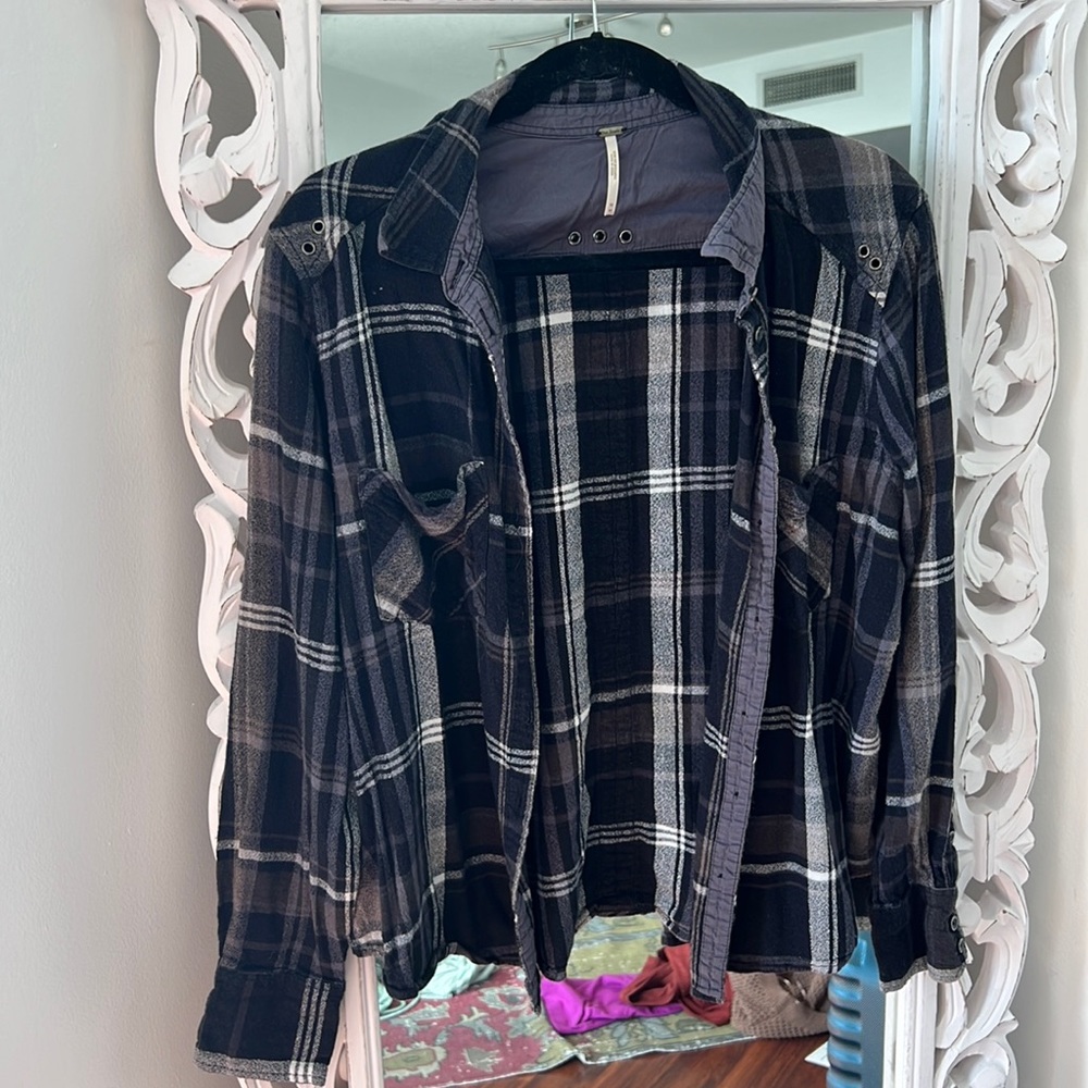 Black, white & grey free people flannel!